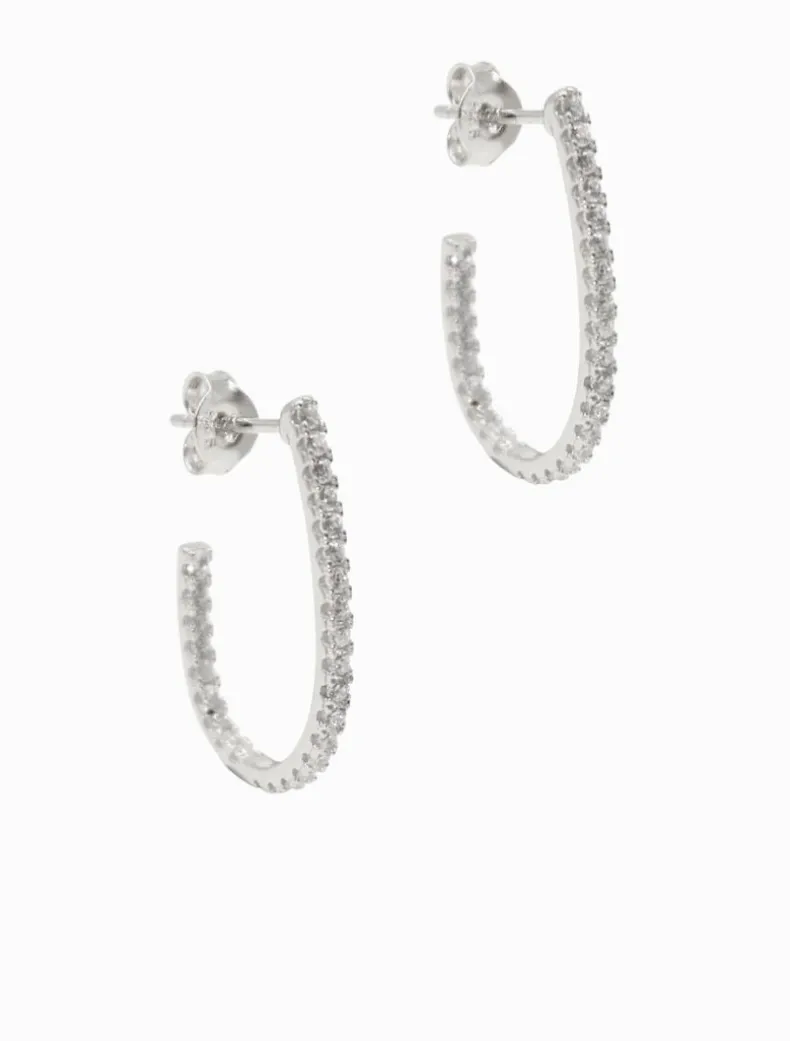 Lucienne Scoop Cubic Zirconia Hoops Rhodium