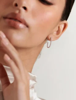 Lucienne Scoop Cubic Zirconia Hoops Rhodium