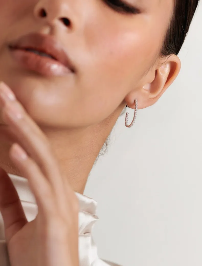 Lucienne Scoop Cubic Zirconia Hoops Rhodium