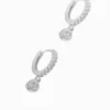 Lucienne Small Drop Cubic Zirconia Hoops Rhodium