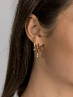 Lucienne Small Drop Cubic Zirconia Hoops Gold