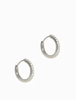 Lucienne Sterling Silver and Crystal Huggie Hoops