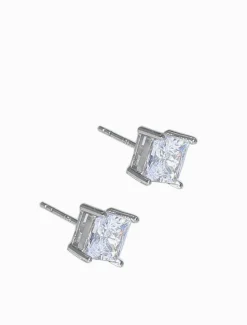 Lucienne Sterling Silver Square CZ Studs 7mm
