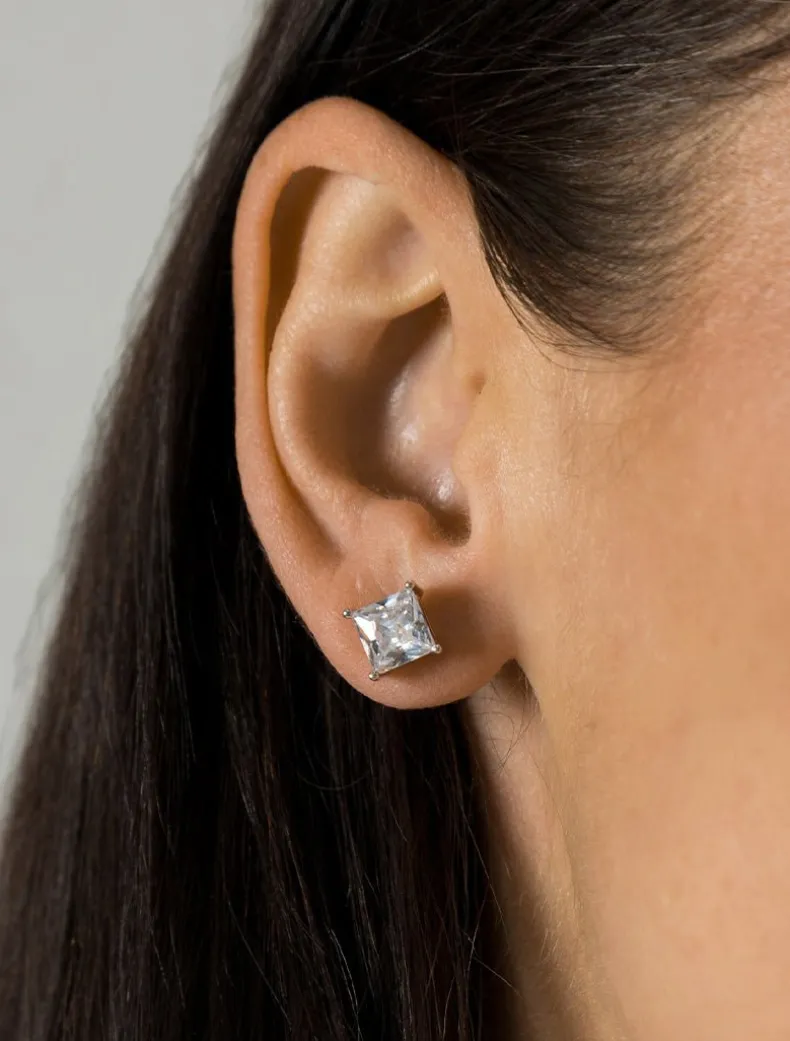 Lucienne Sterling Silver Square CZ Studs 7mm