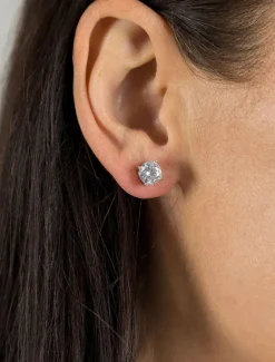 Lucienne Sterling Silver Round Crystal Studs 7mm