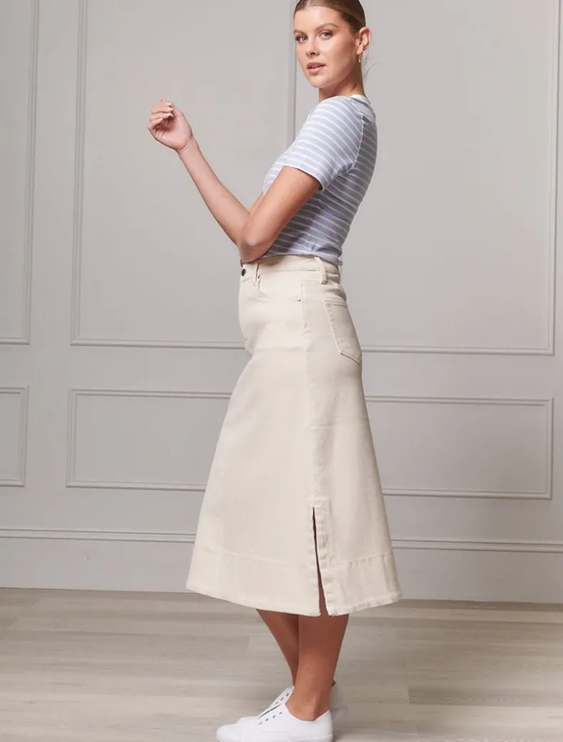 Madison Denim Skirt Bone