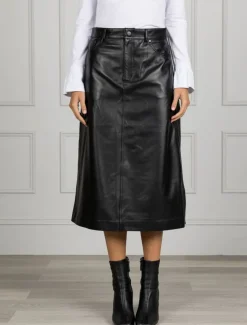 Madison Leather Skirt Black