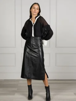 Madison Leather Skirt Black