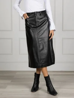 Madison Leather Skirt Black