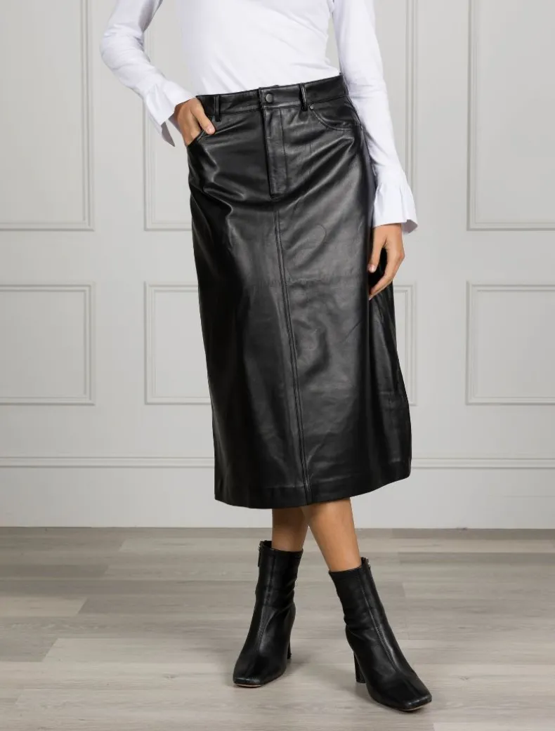 Madison Leather Skirt Black