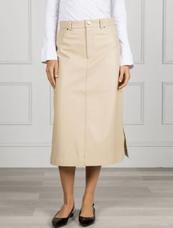 Madison Leather Skirt Latte