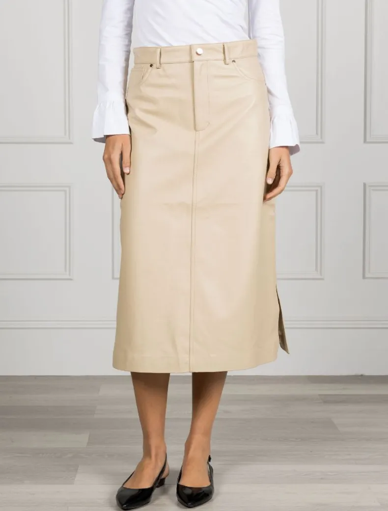 Madison Leather Skirt Latte