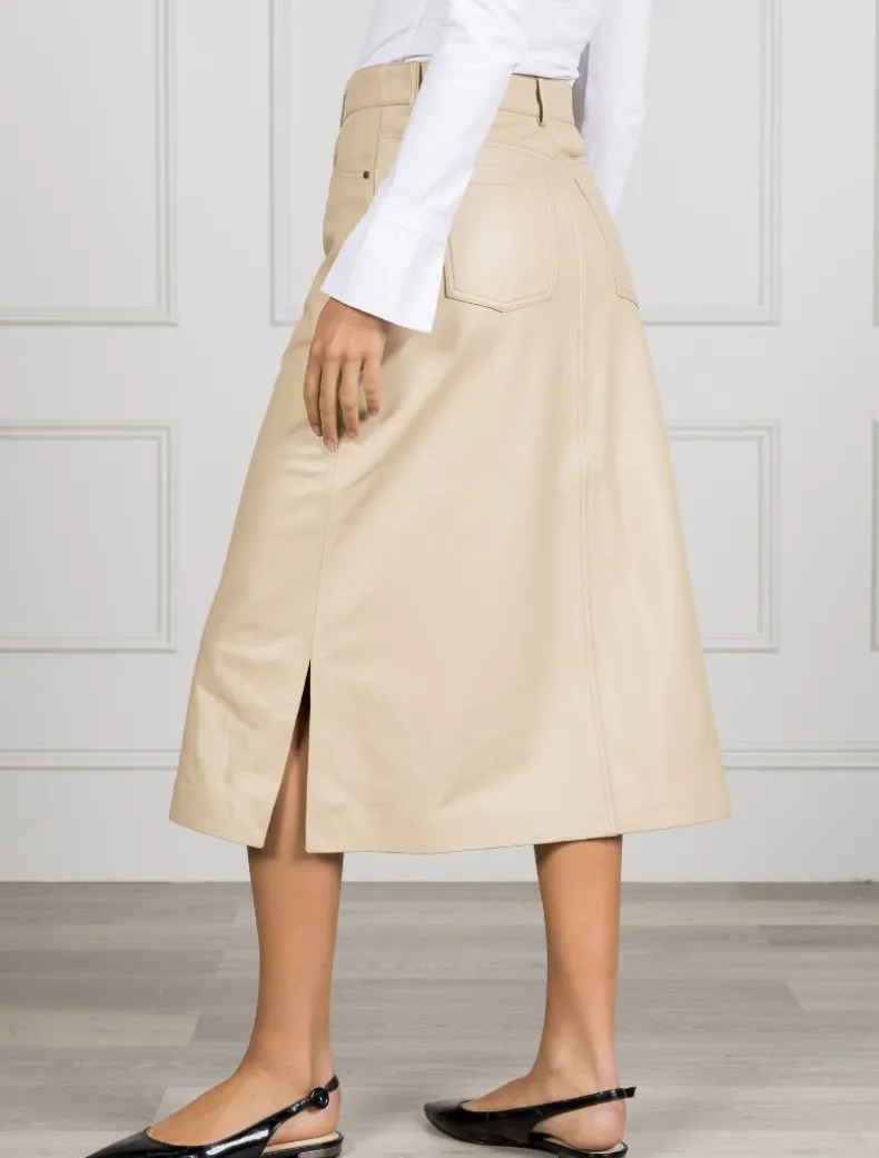 Madison Leather Skirt Latte