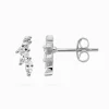 Marquise Round Cubic Zirconia Stud Earrings Rhodium