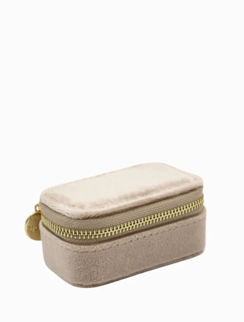 Mini Velvet Jewellery Case Champagne