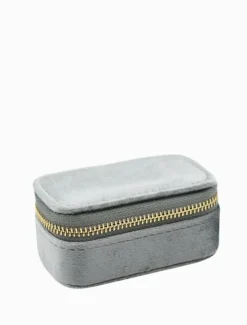 Mini Velvet Jewellery Case Silver