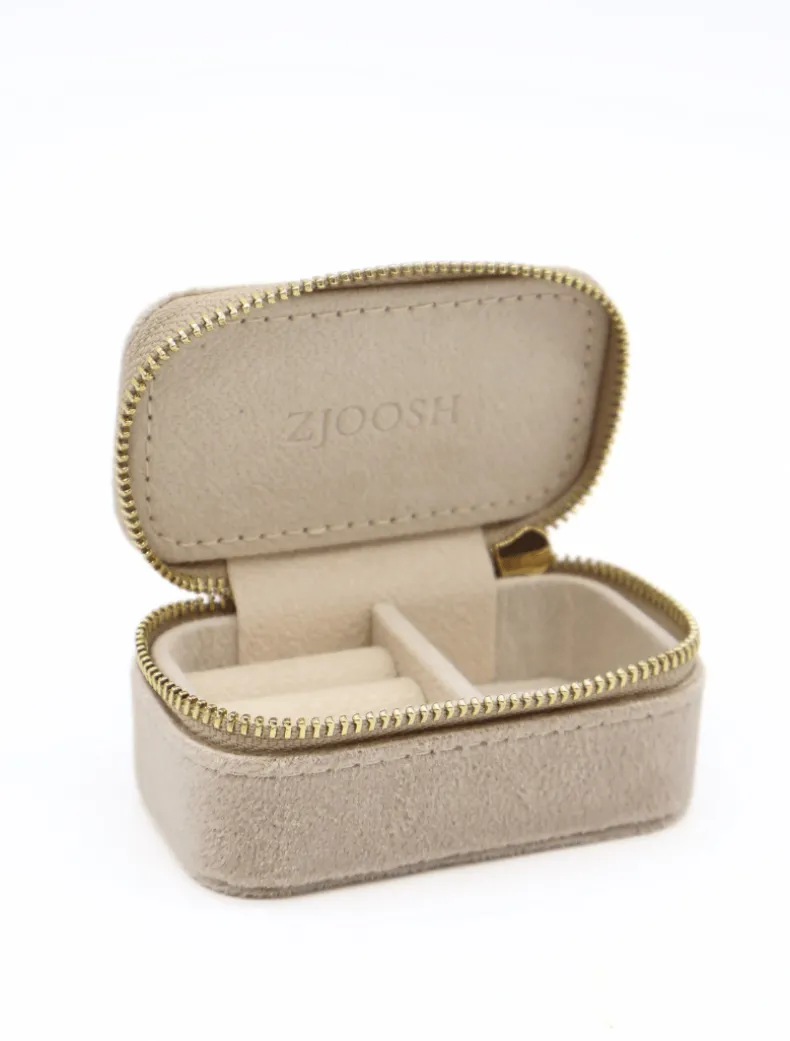 Mini Velvet Jewellery Case Champagne