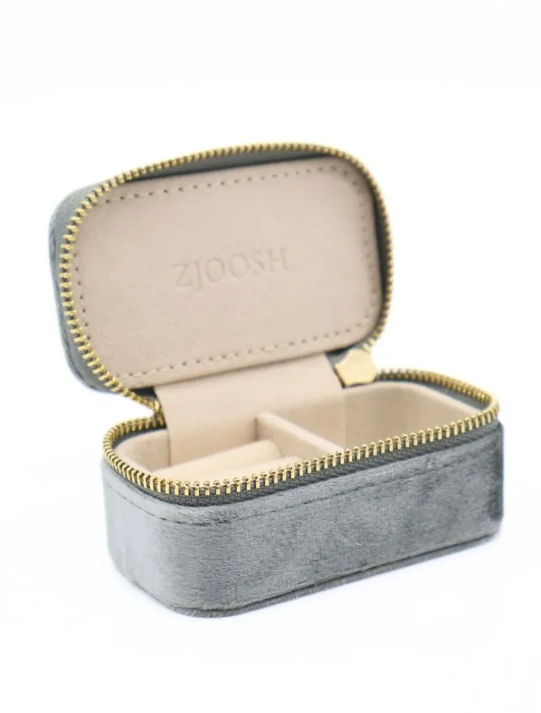 Mini Velvet Jewellery Case Silver