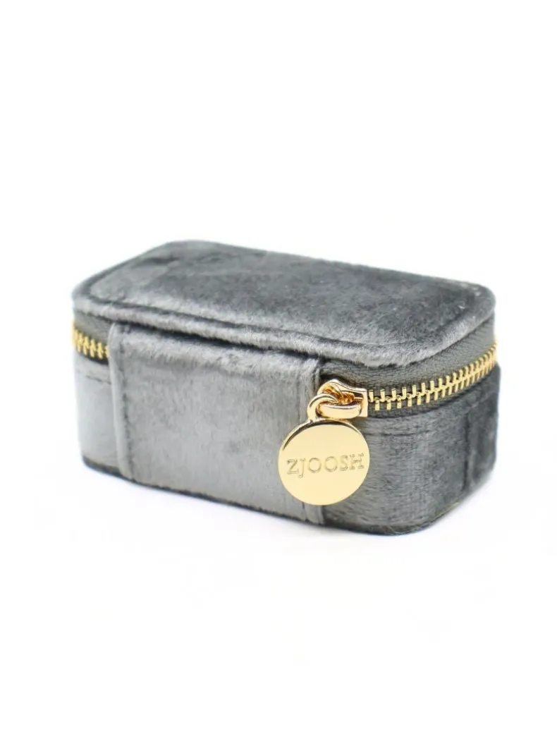 Mini Velvet Jewellery Case Silver