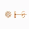 7mm Cubic Zirconia Pave Circle Studs Rose Gold
