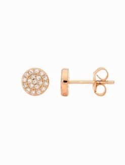 7mm Cubic Zirconia Pave Circle Studs Rose Gold