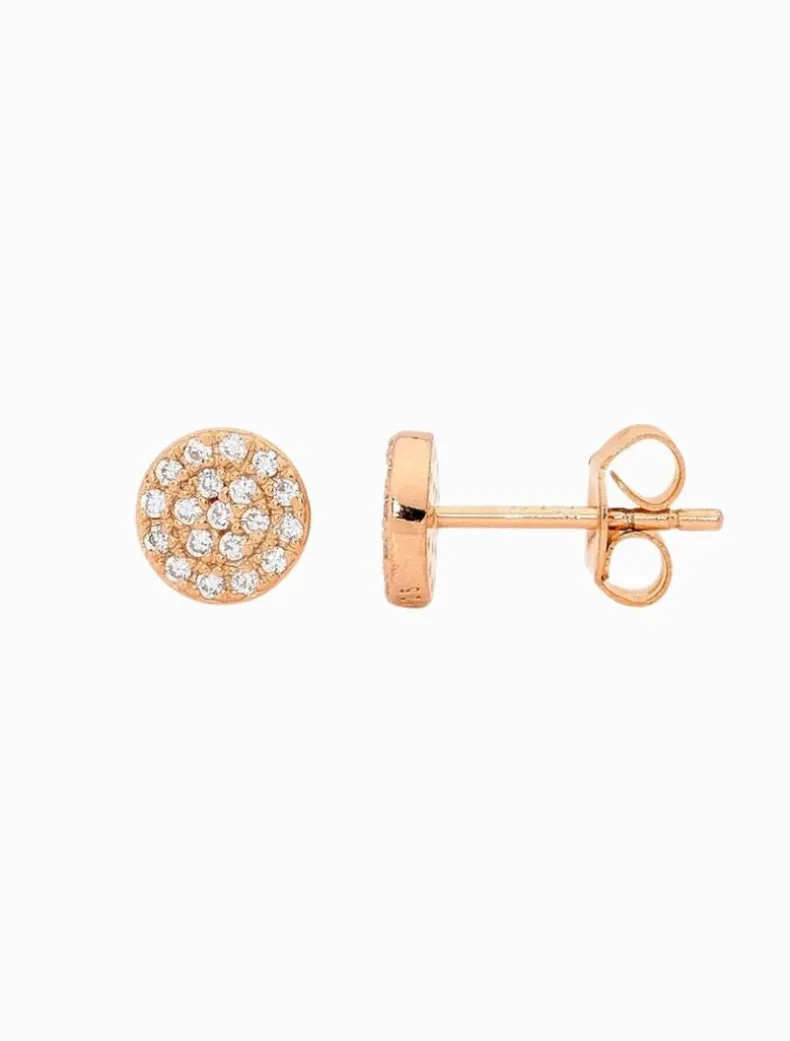 7mm Cubic Zirconia Pave Circle Studs Rose Gold
