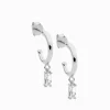 13mm Hoop Earrings Cubic Zirconia Baguette Drop Rhodium