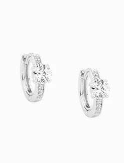 13mm Hoops Cubic Zirconia Solitaire Rhodium