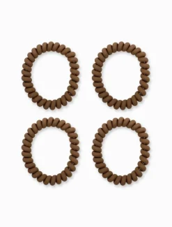 Mocha Spiral Hair Ties Pack of 4