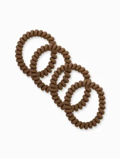 Mocha Spiral Hair Ties Pack of 4