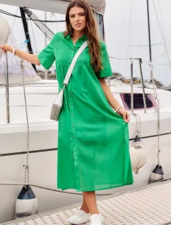Molly Shirt Dress Green - FINAL SALE
