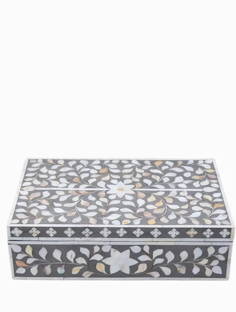 Mother Of Pearl Inlay Box Taupe