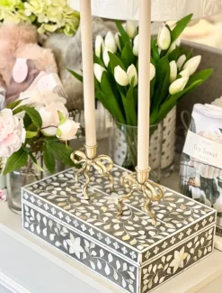 Mother Of Pearl Inlay Box Taupe