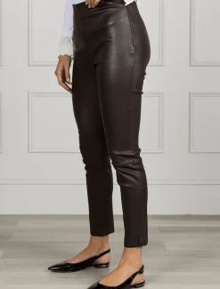 Olivia Genuine Leather Pants Chocolate