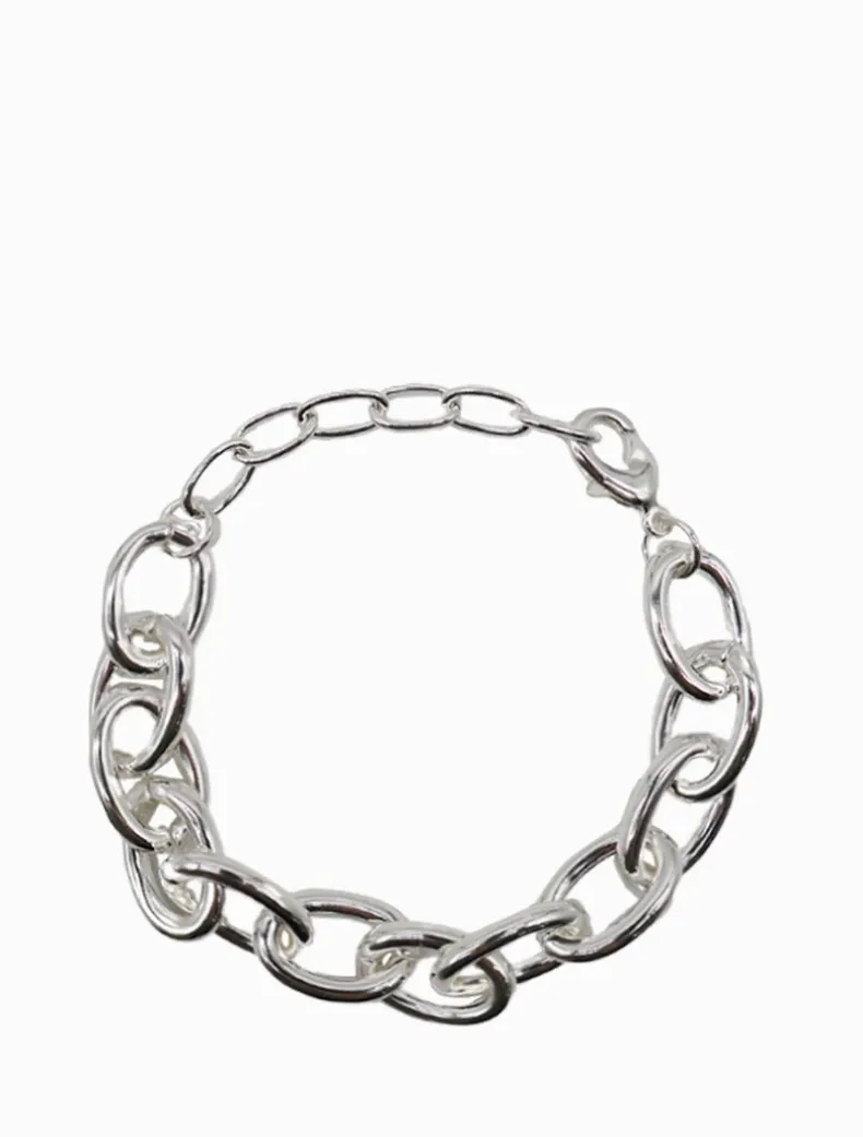 Oval Link Bracelet Silver