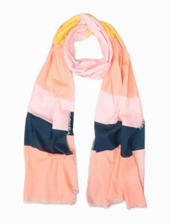 Panama Scarf Peach Navy Yellow
