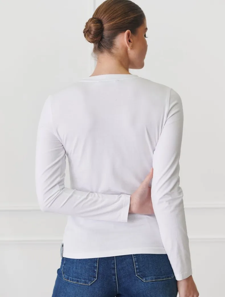 Paris Long Sleeve Classic Tee White