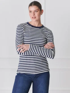 Paris Long Sleeve Tee Navy White