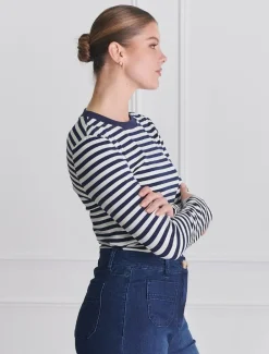 Paris Long Sleeve Tee Navy White