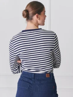 Paris Long Sleeve Tee Navy White
