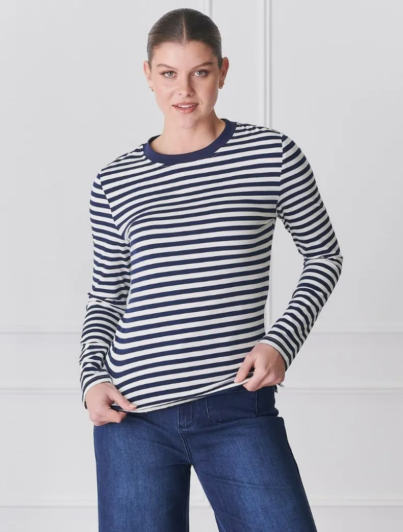 Paris Long Sleeve Tee Navy White