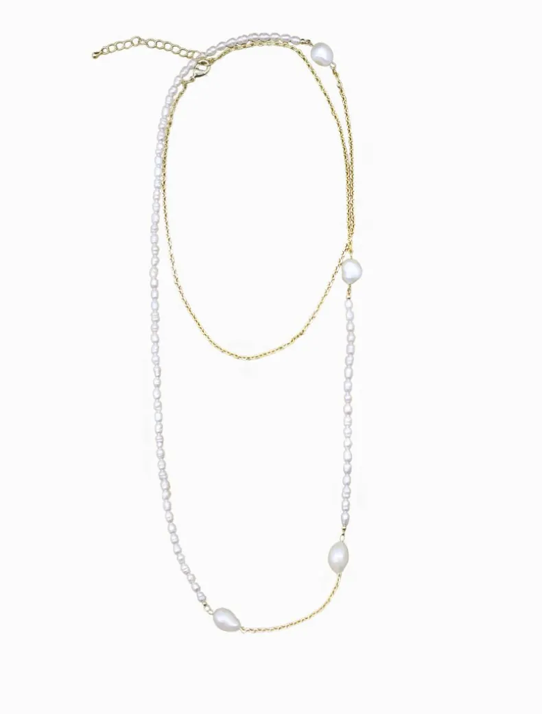 Pearl and Gold Long Necklace