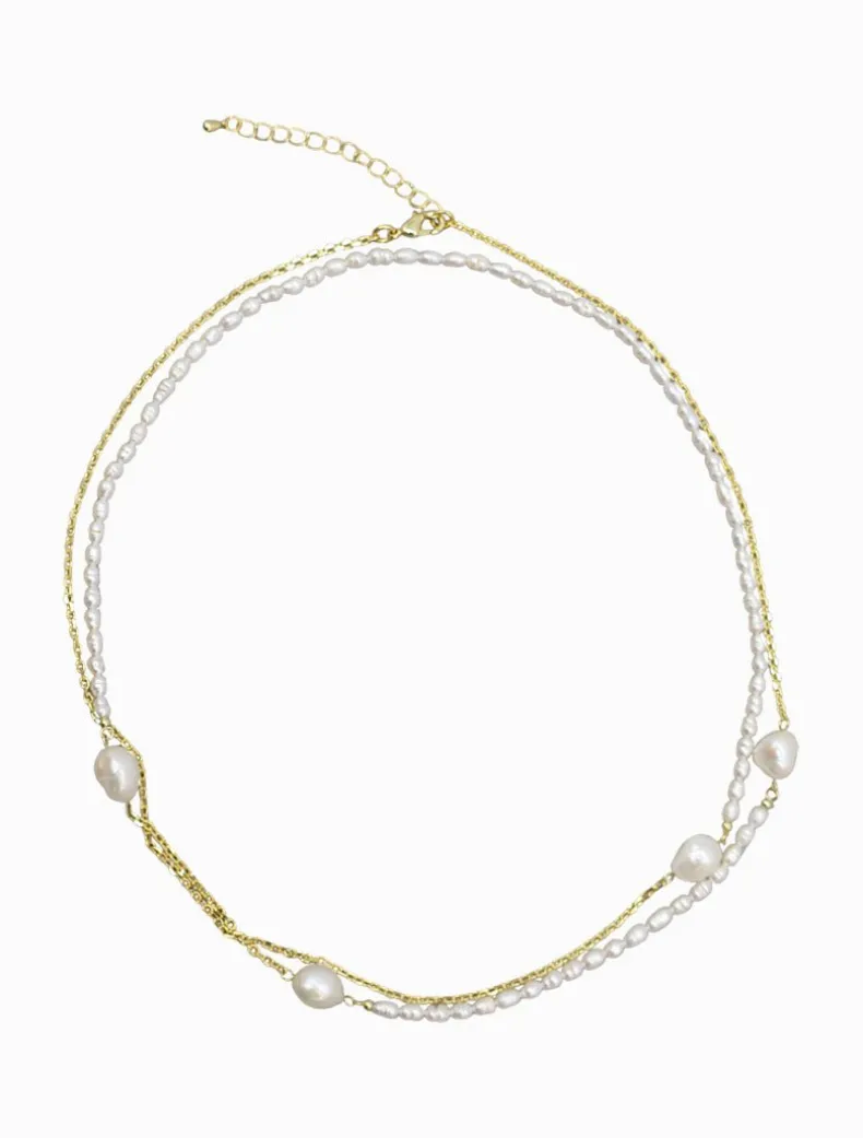Pearl and Gold Long Necklace