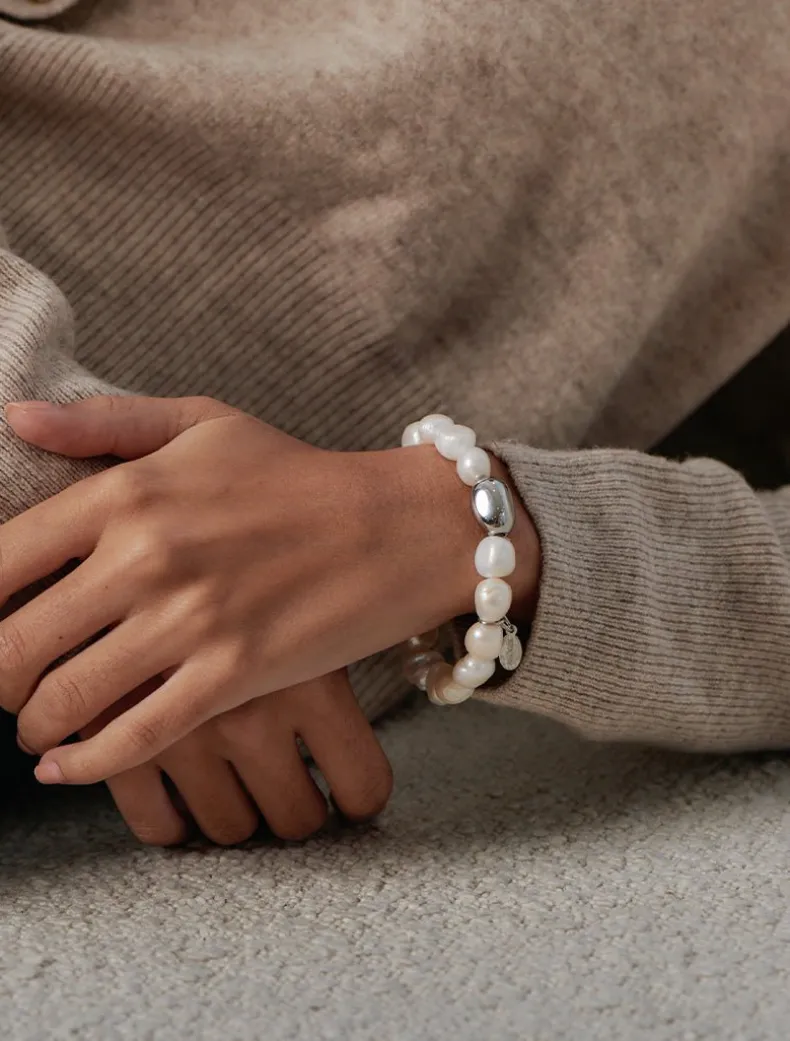 Pearl Bracelet Silver Bean