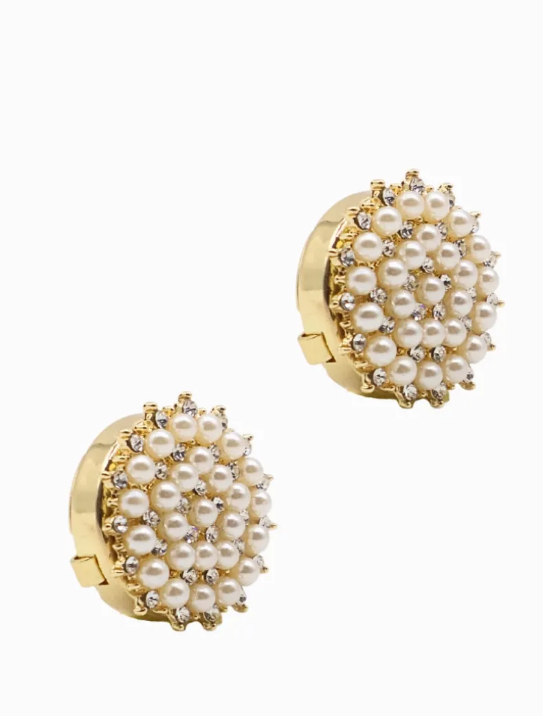 Pearl Crystal Button Covers Set of 2
