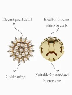 Pearl Crystal Button Covers Set of 2