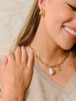 Pearl Drop With Coin Necklace