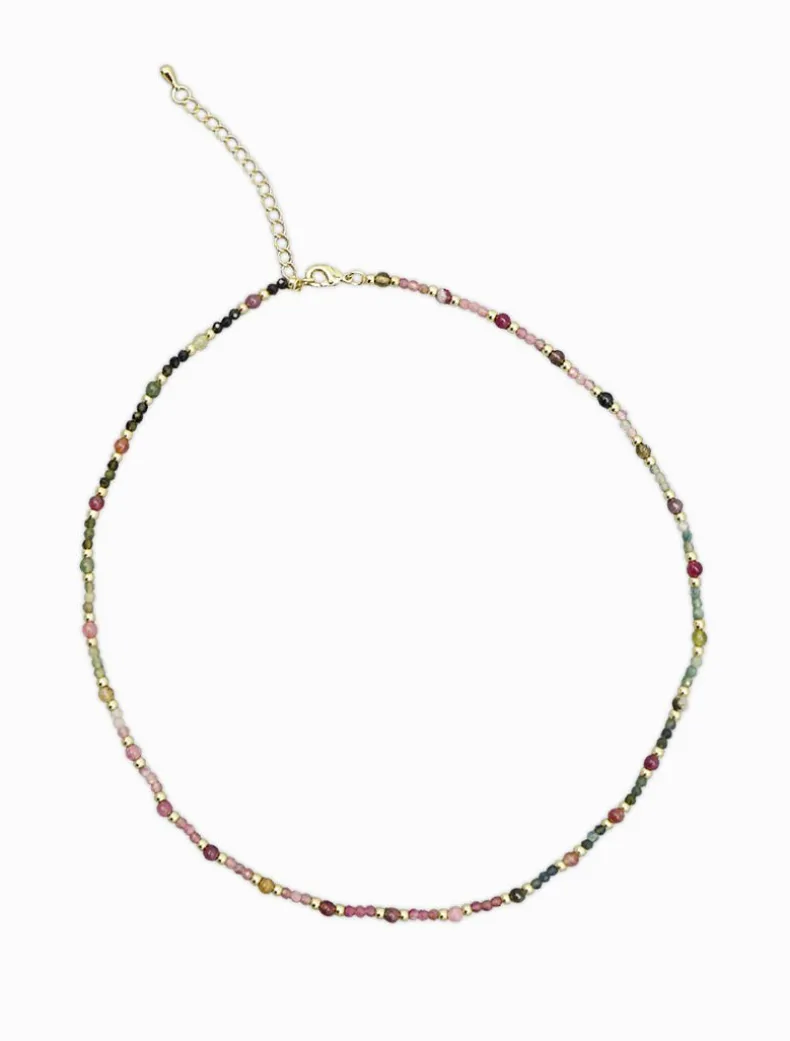 Pink and Green Stone Necklace