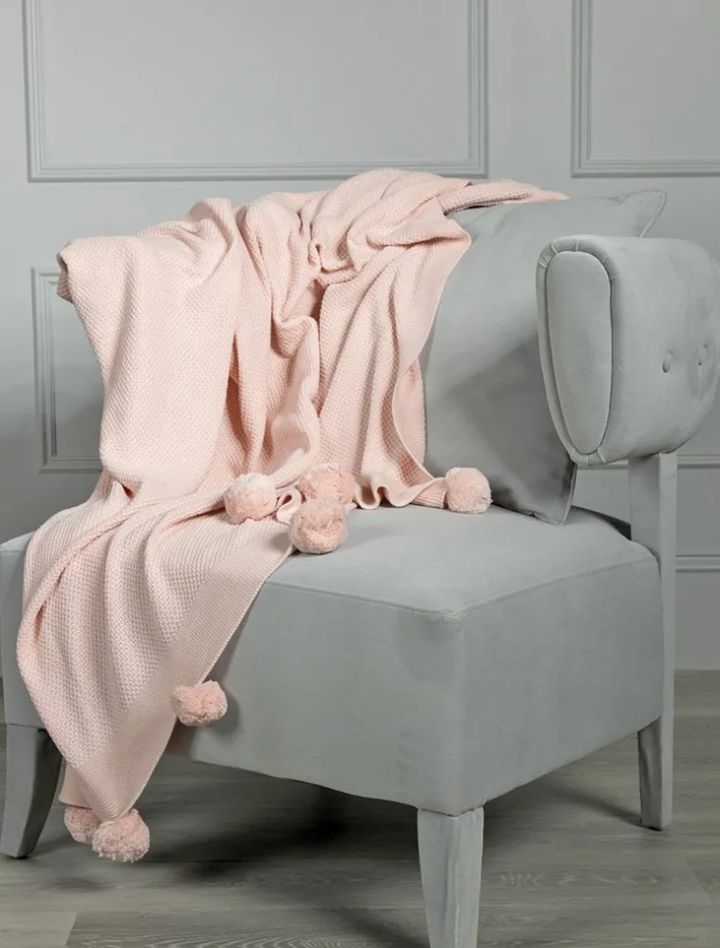 Pippa Pom Pom Throw Pink