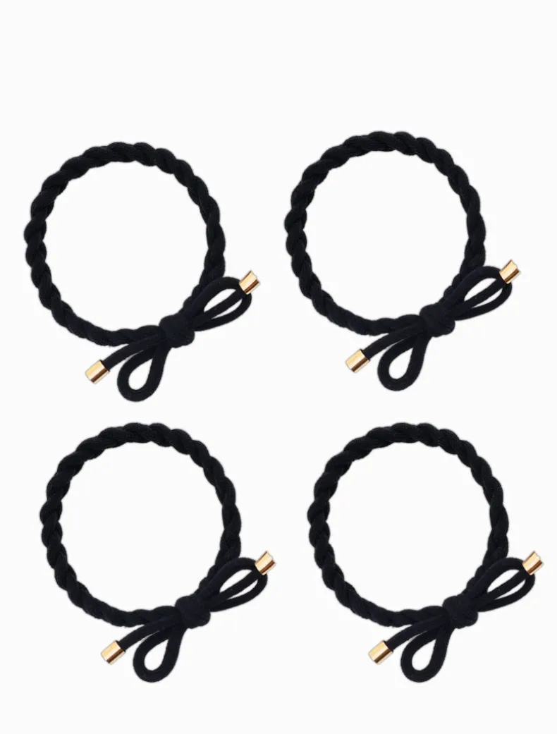 Plait Bow Hair Ties Set of 4 Black